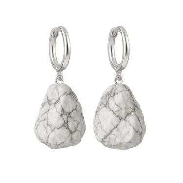 Imagem de Brinco de Argola Howlita - Cristal Natural, Prata 925