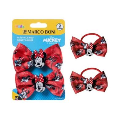 Imagem de Kit com 2 elásticos para cabelo red laço disney minnie marco boni 8548