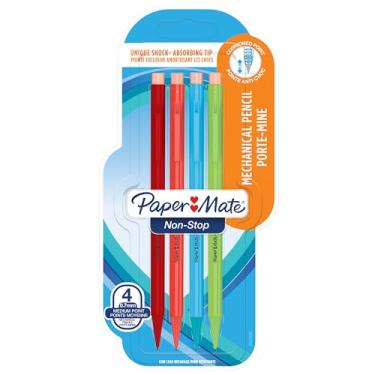 Imagem de Paper Mate Lapiseira Non-Stop | 0,7 mm | HB #2 | Cores sortidas de barril neon | 4 unidades