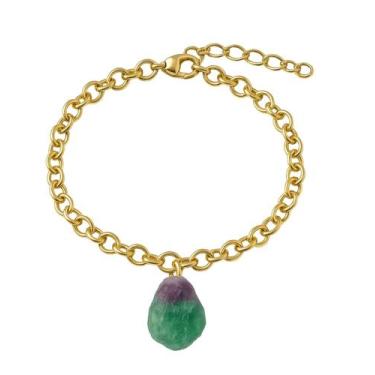 Imagem de Pulseira de Fluorita - Cristal Natural, Banho Ouro 18k