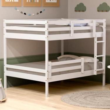 Imagem de Beliche Casal Slim Grade Proteção Madeira Branco - Housin