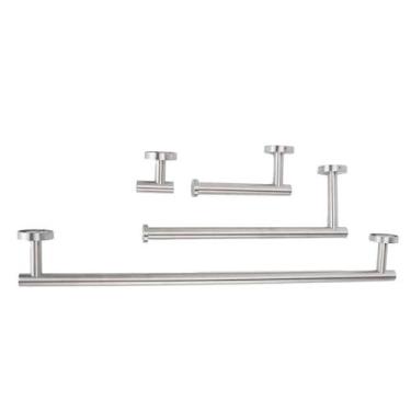 Imagem de Conjunto de banheiro de aço inoxidável com 4 peças - Suporte para toalhas e papel higiênico - Ferragens para montagem em parede, combinação