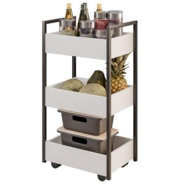 Imagem de Carrinho Fruteira Chão Organizador Cozinha 3 Cestos Laís Rodinhas Made