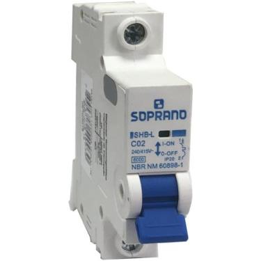 Imagem de Disjuntor Unipolar Din 2 Amperes Soprano Shb1 L Iec