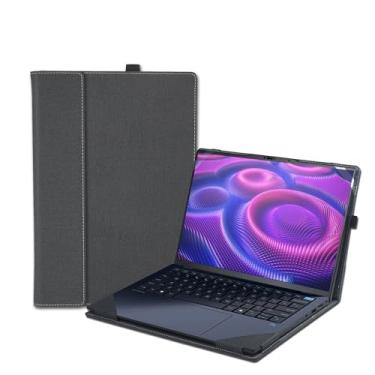 Imagem de LIMIYUE Capa de laptop para HP OmniBook X/Ultra /5 Flip 35.6 cm e para ZBook Ultra G1a [Do Check Model] de 14 polegadas, bolsa protetora de couro PU com suporte de resfriamento dobrável (cinza escuro)