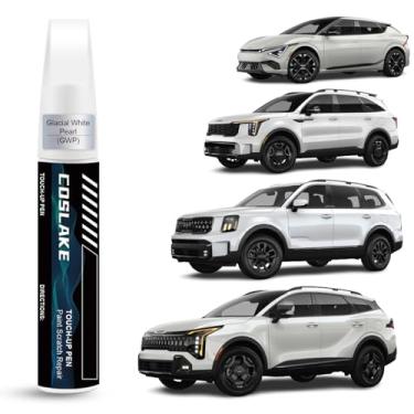 Imagem de COSLAKE Tinta de retoque de carro (pérola branca glacial (GWP)) para Kia, kit de reparo de arranhões de tinta de carro, solução rápida e fácil de reparar, caneta removedor de arranhões 2 em 1 com cor