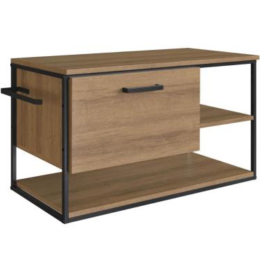 Imagem de Gabinete Suspenso para Banheiro 80cm Preto e Mel Estilo Industrial sem Cuba Placa e Ponto