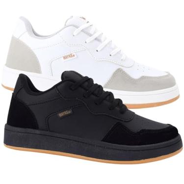 Imagem de Dois 2 Pares De Tenis Masculino Skate Wear Sapatenis Confort kit (PTO/PTO COM BCO/CINZA, BR, Adulto, Numérico, 41)