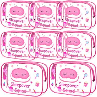 Imagem de Aliceset 8 peças de artigos de festa do pijama sacos de maquiagem esquadrão festa do pijama lembrancinhas de festa de aniversário spa bolsa de cosméticos material de spa bolsas de higiene à prova