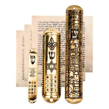 Imagem de Kit 3 Mezuzá 12 Tribos 8cm Mezuzah 12cm Cidade Jerusalém - LOJA HOREBE