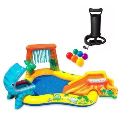 Imagem de Piscina playground inflável intex parque dos dinossauros + bomba manua