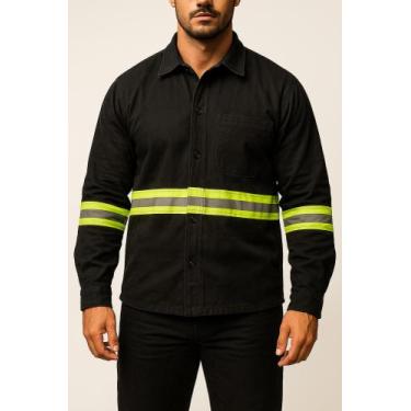 Imagem de Camisa Brim Profissional Refletiva Manga Longa Botão - Fiber Race, Pre