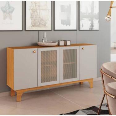 Imagem de Buffet Delícia 4 Portas Com Tela JCM Movelaria Cinamomo/Off