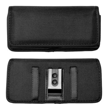 Imagem de Eaglecell – Compatível com REVL 2 Plus, iPhone Xs Max, 8/7 Plus, Alcatel 7, LG V40, Stylo 4, Motorola Moto E5 Plus, Supra, Galaxy J7, Note9 – Capa horizontal de lona com clipe de cinto, Horizontal - 06 Black