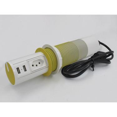 Imagem de Mini Torre Totem Automatico 1 Tomada 10a 2 Usb - Branco com Verde Claro
