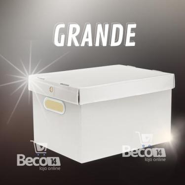 Imagem de Caixa Organizadora Grande Com Tampa Lisa Multiuso - Polycart, Branco