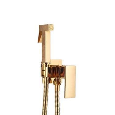 Imagem de Ducha Higiênica Banheiro Dourado Brilhante Monocomando Luxo - Aquatap