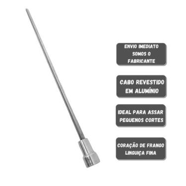 Imagem de 3x Espeto Mini Inox Lâmina 40cm Churrasco Coração - INOX LAURINDOS