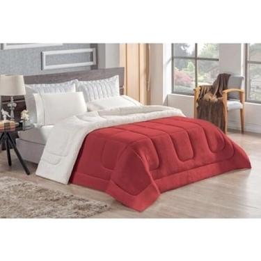 Imagem de Coberdrom Casal Queen Dupla Face Sherpa Pele de Carneiro – Edredom e Cobertor em Um Só, Macio e Aconchegante(Vermelho)