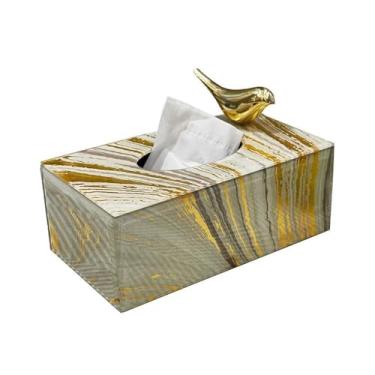 Imagem de Dispensador de guardanapos, caixa de lenços de vidro, ornamentos decorativos, mesa de café, caixa de armazenamento, sala de estar, mesa de jantar, caixa de gaveta dourada, porta-lenços