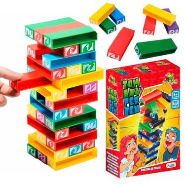 Imagem de Jogo Tombou Perdeu Infantil Torre De Blocos Brinquedo Educativo De Mes