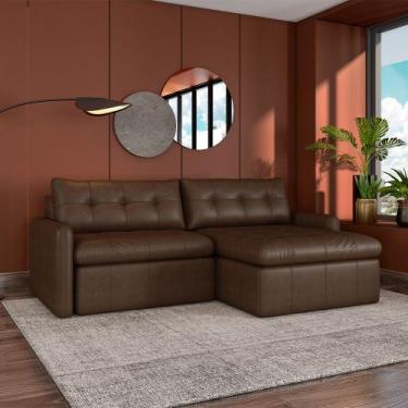 Imagem de Sofá Retrátil Bipartido Sala de Estar Belém 184cm Couro Caramelo Manch