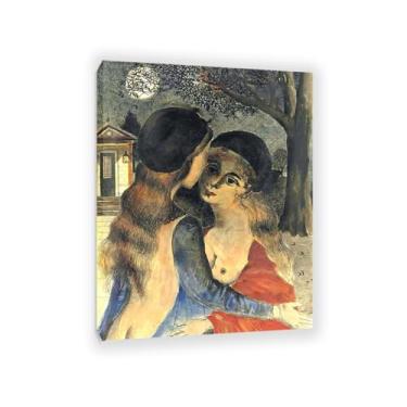 Imagem de Paul Delvaux Arte de parede Les Demoiselles de Tongres Impressão em tela Surrealismo Arte em tela famosa reprodução pôster quarto sala de estar decoração casa 40x30 cm (40.6x30.5 cm) Emoldurado