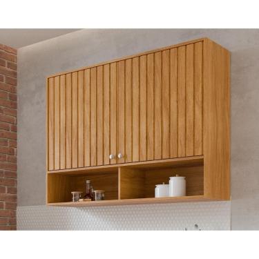 Imagem de Armário Aéreo Cozinha Divina 120cm 2 Portas com Nichos 100% MDF Cinamomo MGM Moveis