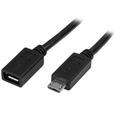 Imagem de StarTech. Cabo de extensão micro-USB com 0,5 m de 20 polegadas - M/F - Micro USB macho para Micro USB fêmea (USBUBEXT50 cm), preto