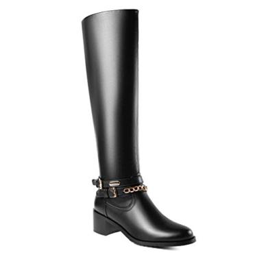 Imagem de ANN CREEK Bota feminina "Tarum" com design moderno e tiras de fivela tripla, Preto, B, 42