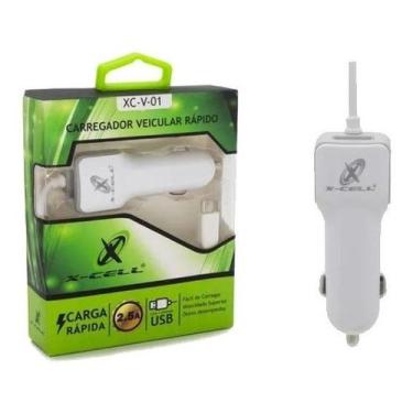 Imagem de Carregador Veicular Ultra Rapido 1 Usb C/ Cabo V8 - X-CELL