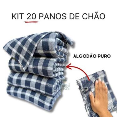 Imagem de 20 Panos de Chão Saco Xadrez Grande Duplo 65x40cm Algodão Limpeza Gera