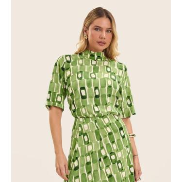 Imagem de Blusa Feminina Estampada Gola Alta Endless Verde, GG, Verde