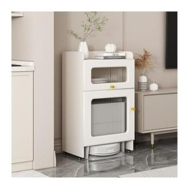 Imagem de YANIR-137 Organizador de vassoura de armário de armazenamento, vassoura removível, robô, prateleiras, armário de armazenamento, sala de estar, armário lateral para sala de estar (branco + quadro de