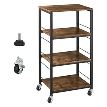 Imagem de YANIR-137 Prateleira de cozinha Carrinho de ilha de cozinha, carrinho de rodinhas com armazenamento, prateleira de armazenamento de carro de 4 andares de fazenda