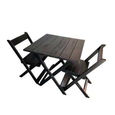 Imagem de Conjunto Mesa 2 Cadeiras Dobráveis Em Madeira Area Gourmet Preto