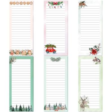 Imagem de Zonon 6 blocos de notas magnéticos de Natal para fazer listas de anotações, bloco de notas de Natal, bloco de notas magnético para listas de compras de supermercado para lembretes de geladeira, bloco