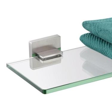 Imagem de Prateleiras de parede KOKOSIRI Prateleira de vidro flutuante em aço in