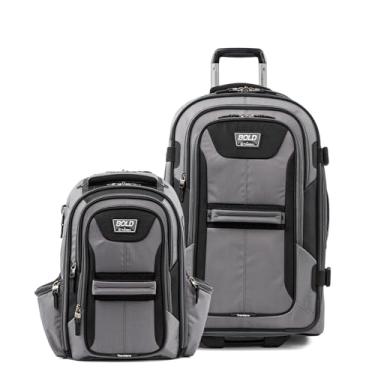 Imagem de Travelpro Bold Softside Conjunto de 2 peças expansível 2 rodas verticais médio bagagem/mochila, cinza/preto (conjunto de 2 peças, 17/25)