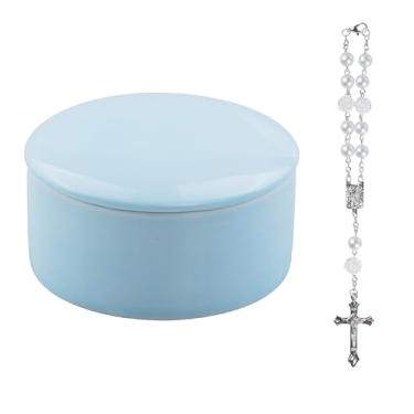 Imagem de kullder Caixa de lembrança My First Rosary + pulseira, presentes de batismo católico para meninos, presentes abençoados de primeira comunhão para meninos ou meninas, batizado e batizado de chá de bebê