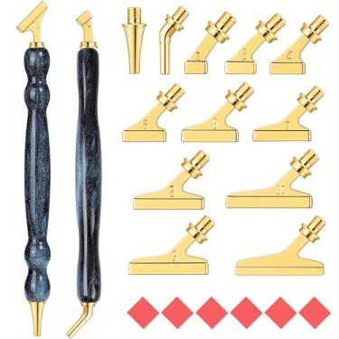 Imagem de Caneta de pintura de diamante alternativa para artesanato DIY, 2 peças de acessórios de pintura de diamante de combinação de resina, 12 peças de ponta de caneta de liga com design de 45° Wish 6