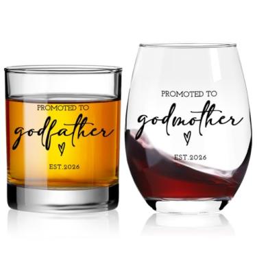Imagem de Presente de pedido de padrinhos 2026, taça de vinho madrinha para mulheres, uísque Godfarther para homem, God Parents apresenta presentes de proposta de afilhado, presentes de padrinhos para batismo