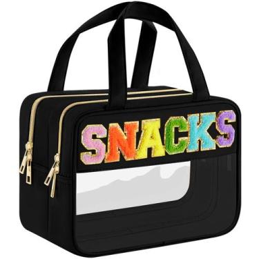 Imagem de Bolsa de maquiagem SIMBOOM Chenille Letter Clear Waterproof