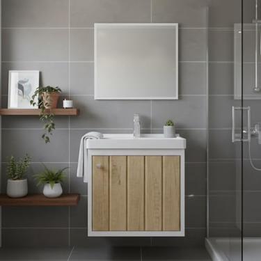 Imagem de Kit Armário para Banheiro 40cm MDF com Cuba + Espelheira - Veneto (Berlin)