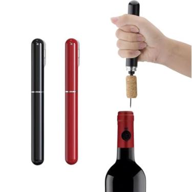 Imagem de Abridor De Garrafa de Vinho Saca Rolhas Pneumático Bomba Ar Pressão Agulha Aço Inoxidável (Preto)