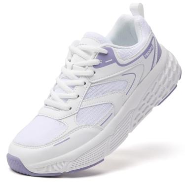 Imagem de SKDOIUL Tênis de corrida feminino atlético tênis de caminhada, Branco, 38