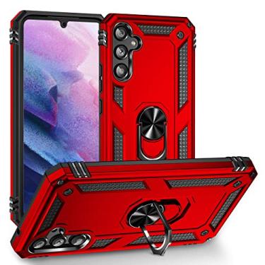 Imagem de SORAKA Capa para Samsung Galaxy A34 5G com suporte de anel capa armadura para Samsung Galaxy A34 5G capa traseira de policarbonato rígido com placa de metal para suporte magnético de telefone carro
