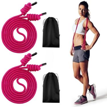 Imagem de Lewtemi 2 peças de corda de exercício de fluxo para fitness, corda de treino de trança dupla com bolsa de pano, salto de comprimento ajustável para malhar, homens, mulheres, academia, treinamento