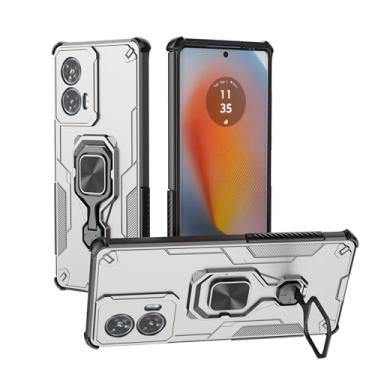 Imagem de SORAKA Capa para Motorola Edge 50 Fusion com suporte metálico giratório de 360 graus peça de ferro magnética para suporte magnético para telefone de carro