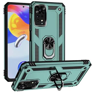 Imagem de SORAKA Capa para Xiaomi Redmi Note 11 Pro com suporte de anel invisível e placa de metal para montagem magnética em carro Capa rígida para PC Capa Xiaomi Redmi Note 11 Pro 5G Capa